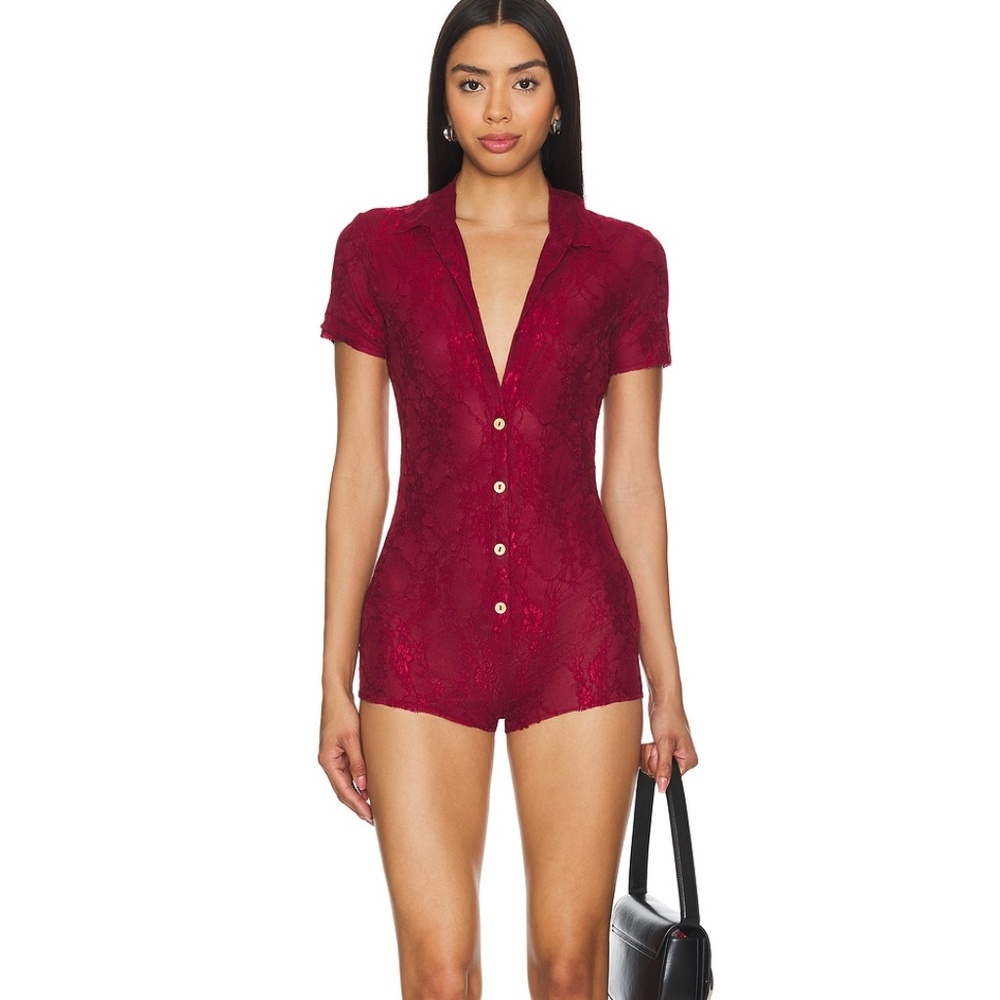 Somebodee x REVOLVE Capri Romper in Wine Red